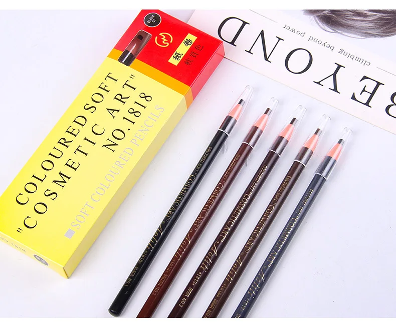 Crayon à sourcils dessiné en fil, imperméable et sans bavures, noyau dur en bois véritable, poudre à sourcils pour maquilleurs, vente en gros