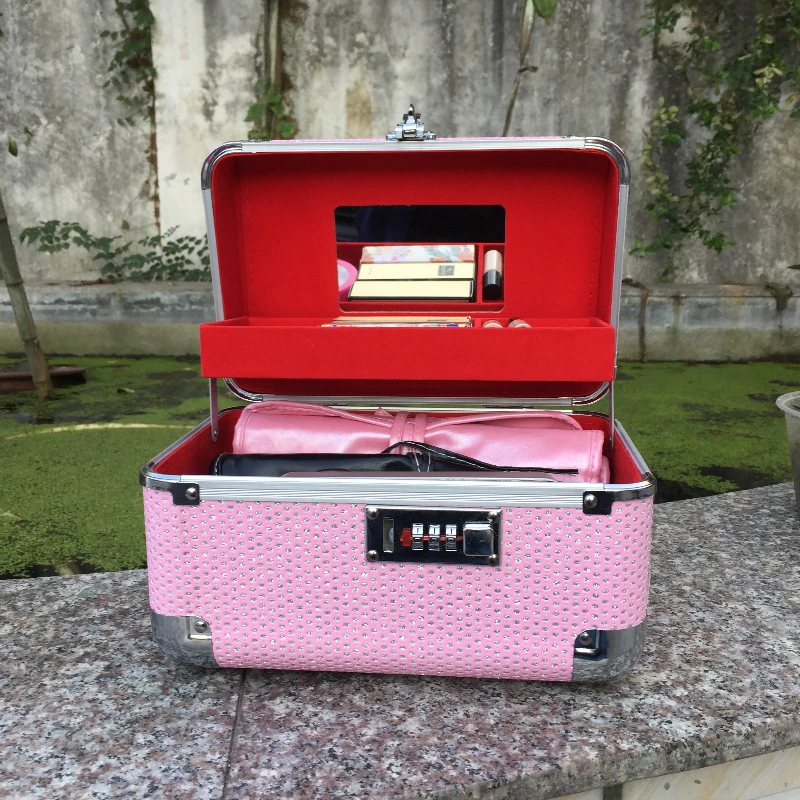 

Makeup Case with Password Lock, Jewelry Box with Dividers, High-Security Ring and Necklace Organizer, Reinforced Corner Case