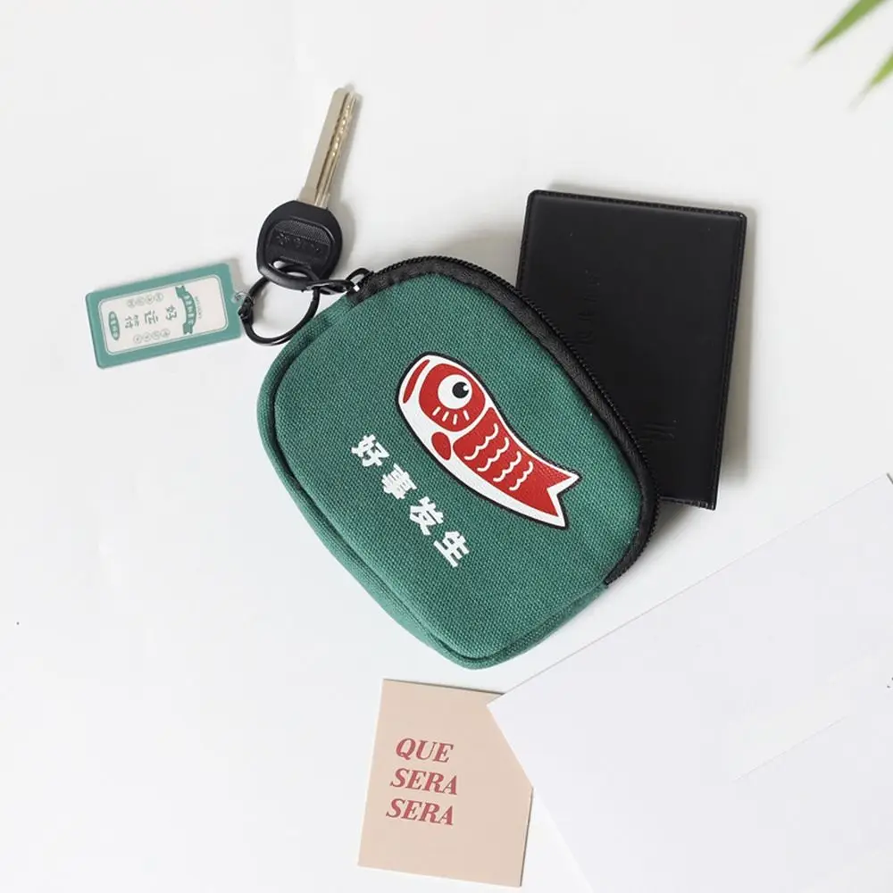 

Good Luck Fortune Wealth For Girls For Women Pendant Canvas Cloth Keychain Coin Purse Lucky Koi Wallet Card Holder Short Purse