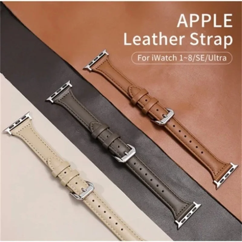 Schlankes Lederarmband für Apple Watch Serie 11 10 9 8 7 SE 6 5 4 Ultra3/2 für iWatch 42 mm 46 mm 38 mm 40 mm 45 mm 49 mm 41 mm 44 mm – Detail 3