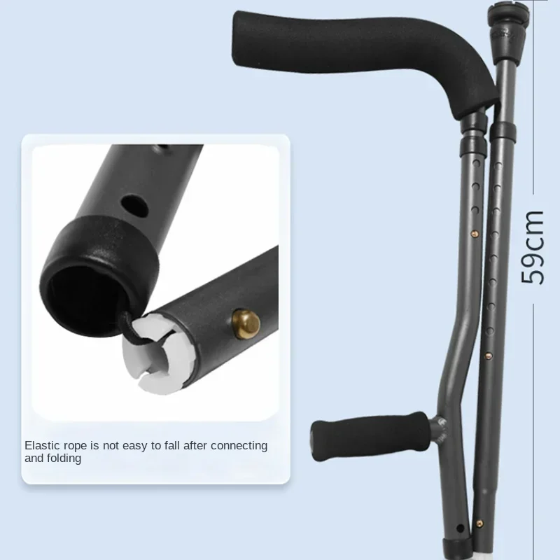 Premium F-Type Dual Underarm Crutches, Foldable & Non-Slip, Adjustable Mobility Aid, Ergonomic Walking Support