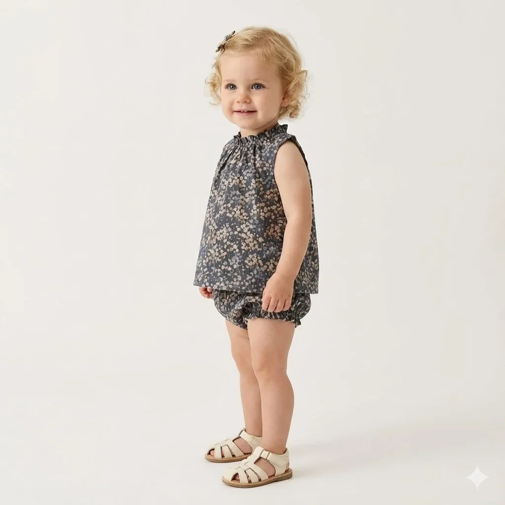 

Детский костюм SeasonSea из чистого хлопка для детей от 0 до 2 лет, детский костюм с цветочным принтом для девочек, одежда, дышащий летний костюм, эластичная одежда для маленьких девочек