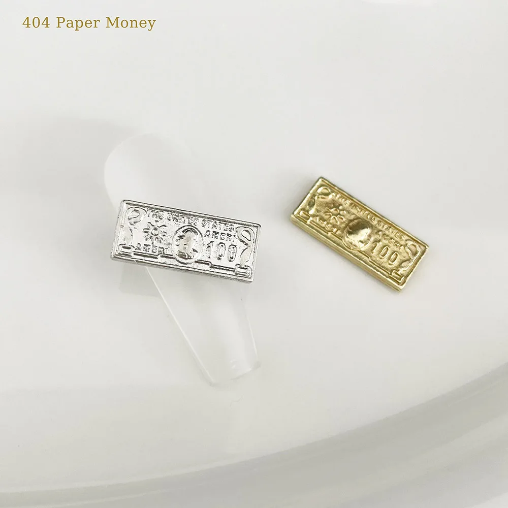 ペーパーマネー-パンク 100ドル ネイルチャーム 模造紙幣 メタルオーナメント ビーリッチ ゴールド シルバー マネーネイル 3D合金 404art