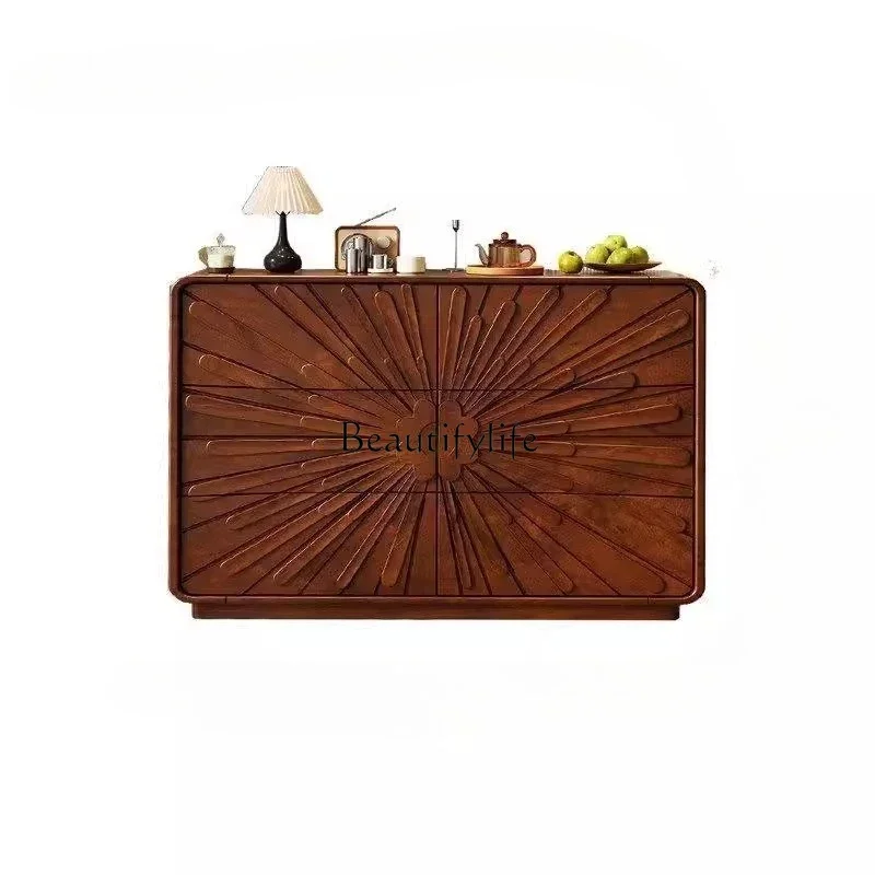 

LJY*American retro solid wood chest of drawers, bedroom, bedside bucket cabinet, living room against the wall storage locker