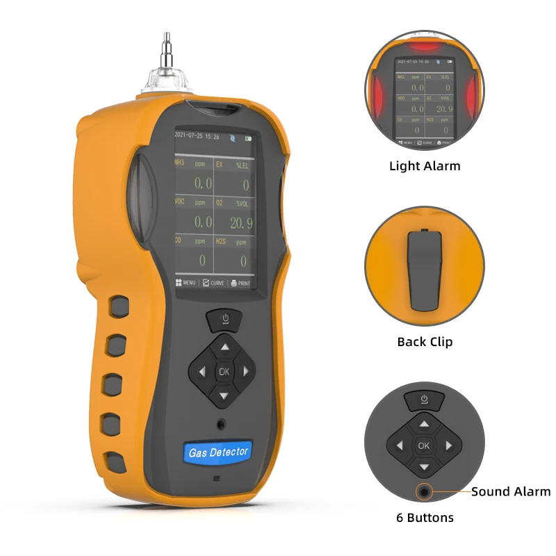 Safewill Wholesale OEM Portable Type 6 in 1 Multi Gas Detector SO2 NO2 O3 CO,HCN HCL,NH3 CO SF6 Gas Monitor Analyzers