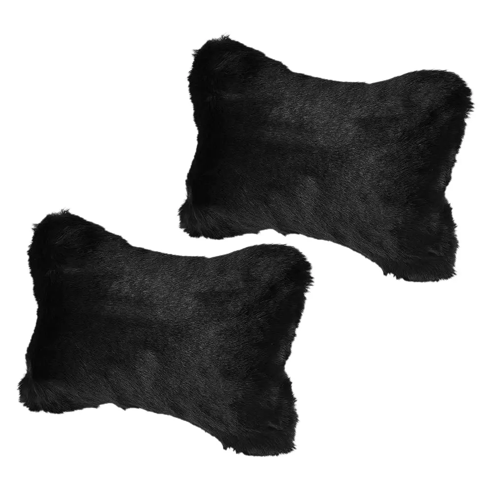 

1 Pair Furry Car Seat Neck Pillows Soft Fluffy Warm Car Headrest Pillows Head Support Car Decor Accessories Black