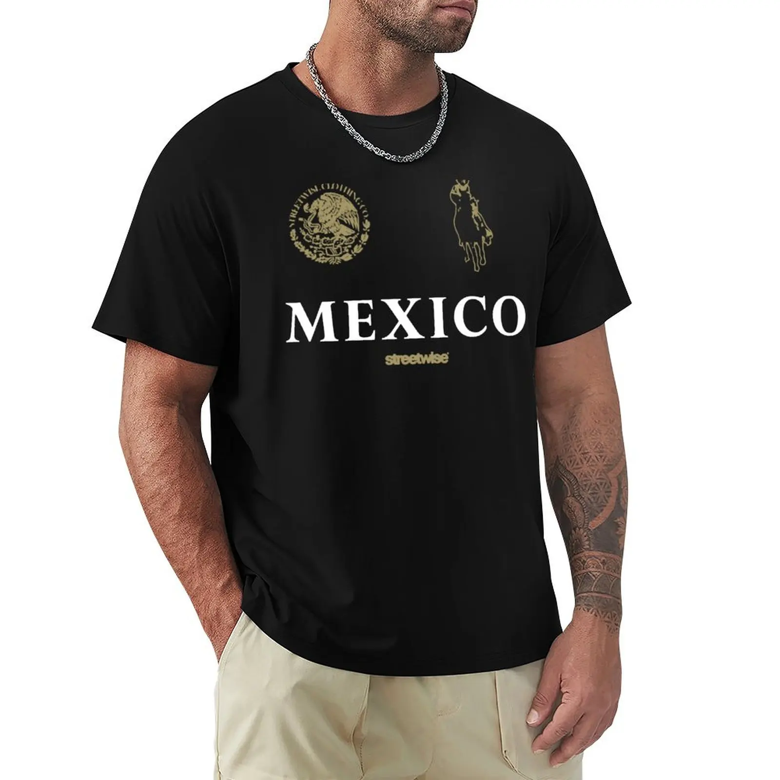 Camiseta Streetwise Narco Polo México Chicano Pancho Villa, Camiseta Informal de Manga Corta y Corte Holgado
