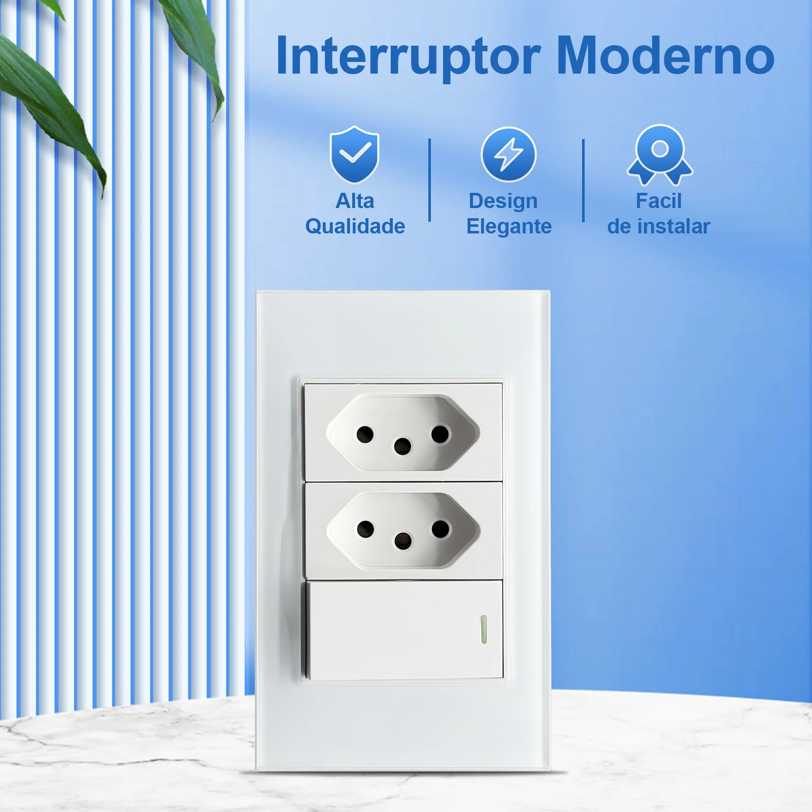 ELEGAN 118mm White Brazil Tempered Glass Standard Outlet Dual Usb Type C Wall Socket Light Switch Switzerland 10A 20A Home decor view 5