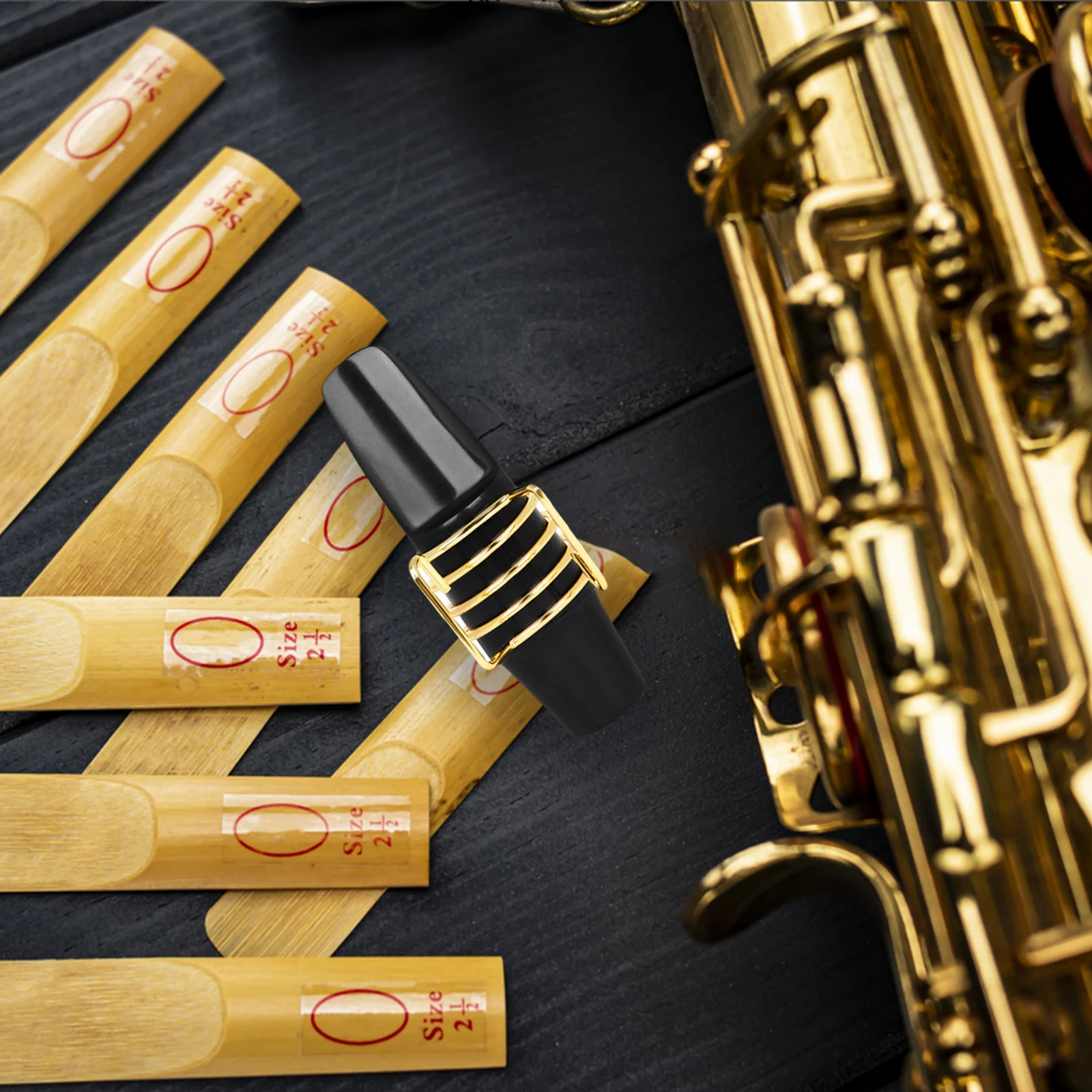 

Saxophone Alto Mouthpiece Clip Black Tenor Universal Pads Metal Kit Clamp Gold Spiral Musical Accessories