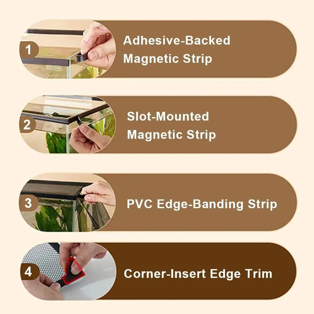 Langlebiger Magnetischer Aquariumdeckel DIY Einfache Installation Aquarium Anti-Sprung-Netz Schildkrötenbecken-Netz Fischbecken-Netz – Detail 5