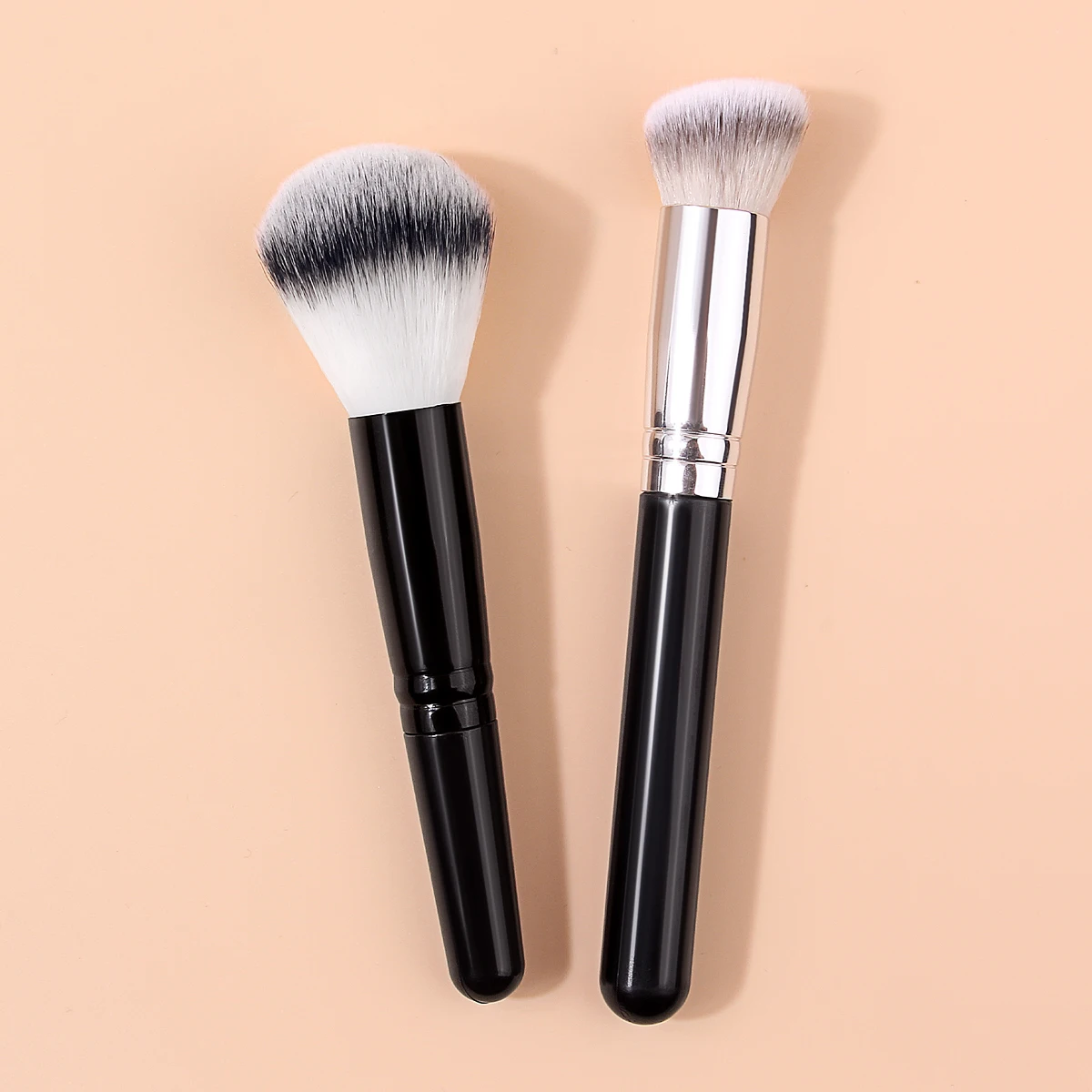 2Pcs Multifunctional Makeup Brush,Large Fluffy Powder Brush&Angled Blush Contour Brush,for Powder,Blush, Bronzer&Highlight