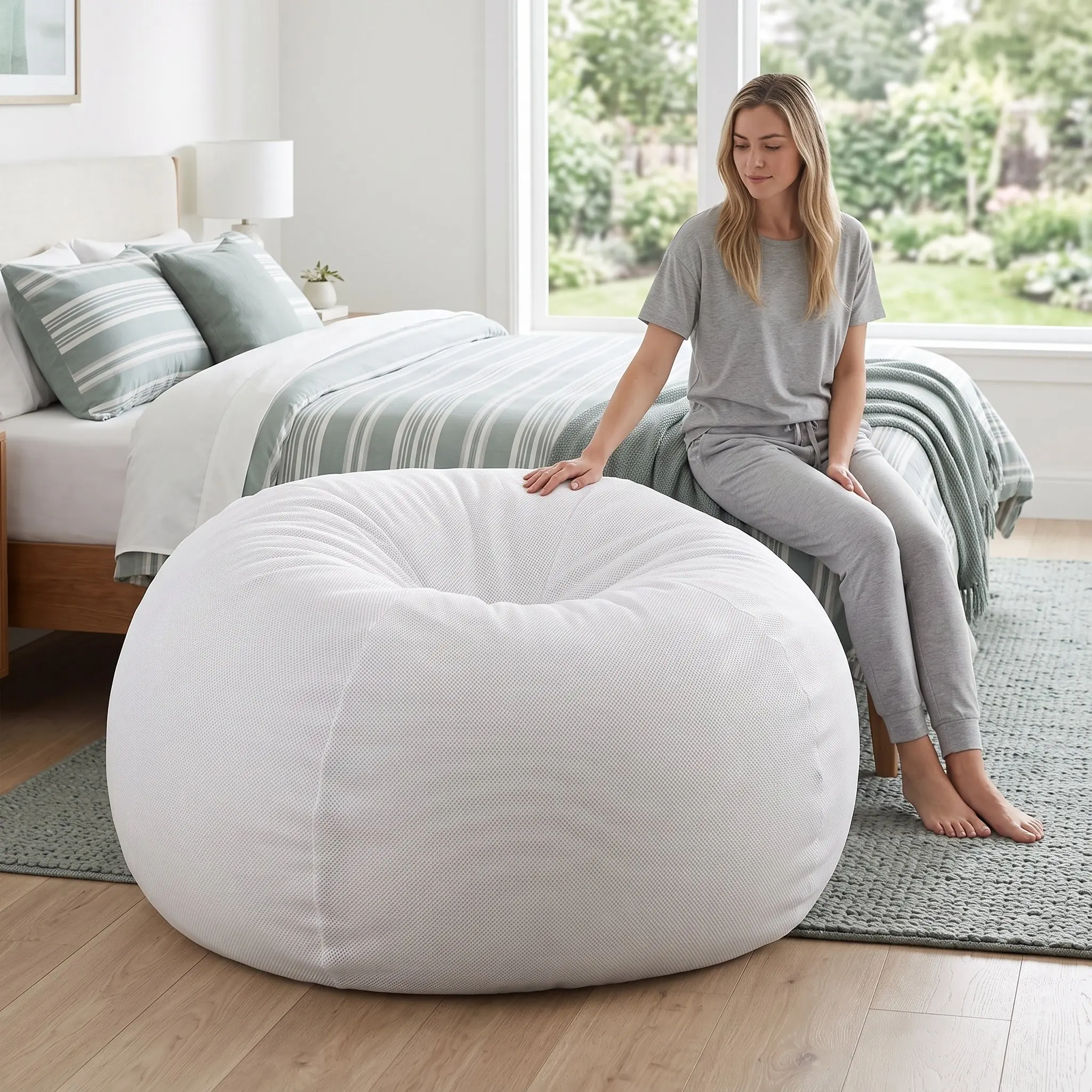 Bean Bag Inner Liner Mesh No Filler Large 53x43 Lazy Sofa Chair Replacement Airy Net Cover for Comfortable Lounge