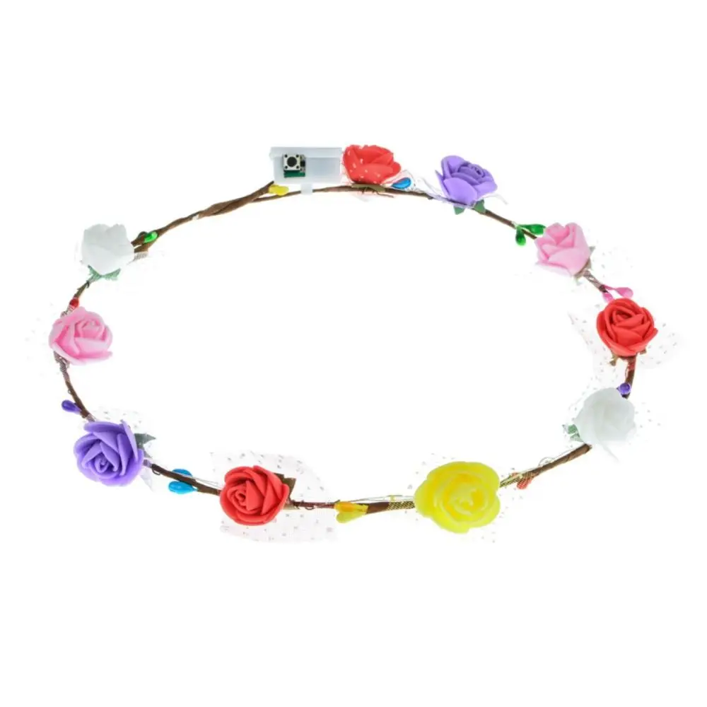 Fairy Floral Headpiece Light Flower Headband Hairband Headwear Luminous Flower Wreath Garland Light Up Flower Crown Decoration