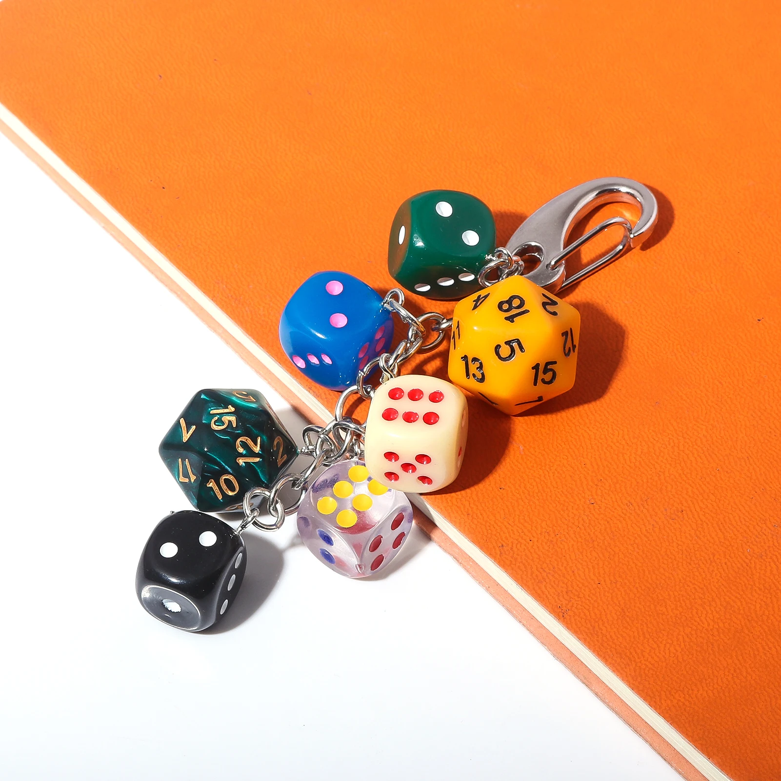 Hiphop Black Dice Keychain Y2K Ins Multi-sided Lucky Dice Keyring Pendant Men Women Car Mobile Phone Backpack Jewelry Gift