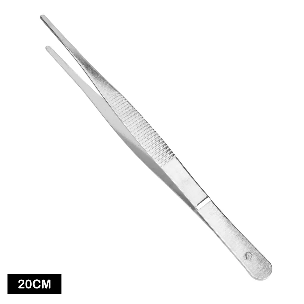 Home Garden Kitchen BBQ Tool Long Barbecue Food Tong Toothed Tweezer 20CM/30CM Stainless Steel Straight Tweezer