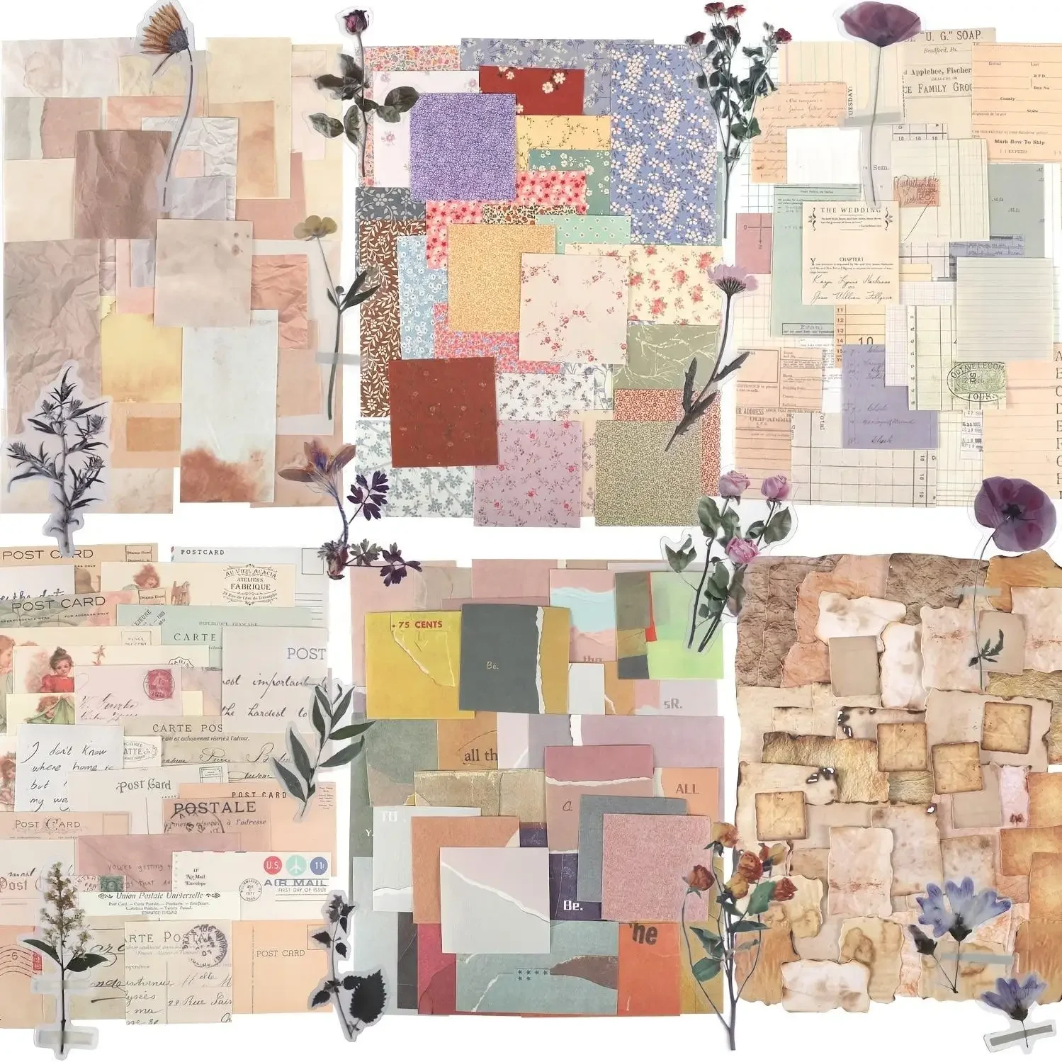 Premium Quality Vintage Scrapbook Paper Journaling DIY Craft Kit - 360 Glue-Friendly Tear-Proof Varied Textured Sheets, 6 Distinct Themes, Scrapbooking Stickers, Aesthetic Office Stationery for Retro Planner Projects, Mix & Match Potential
