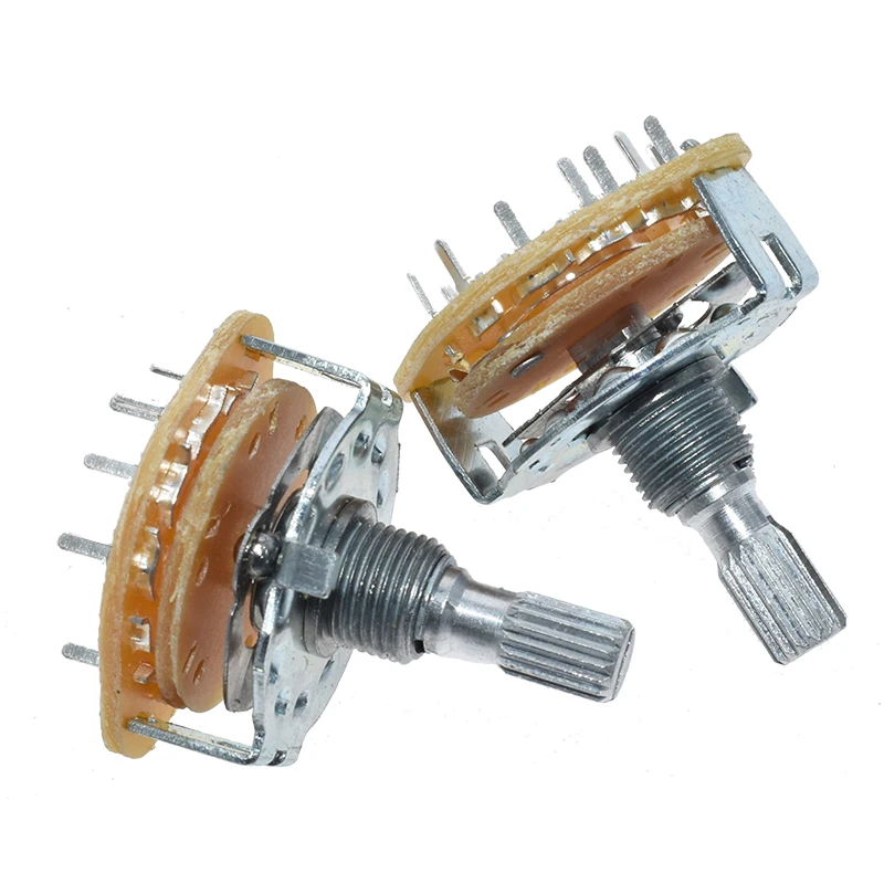 1PCS RS25 RS26 Band switch Shaft Panel Mount L=20mm 1P11T 2P4T 2P5T 2P6T 3P3T 3P4T 4P3T Rotary Switch Selector Band