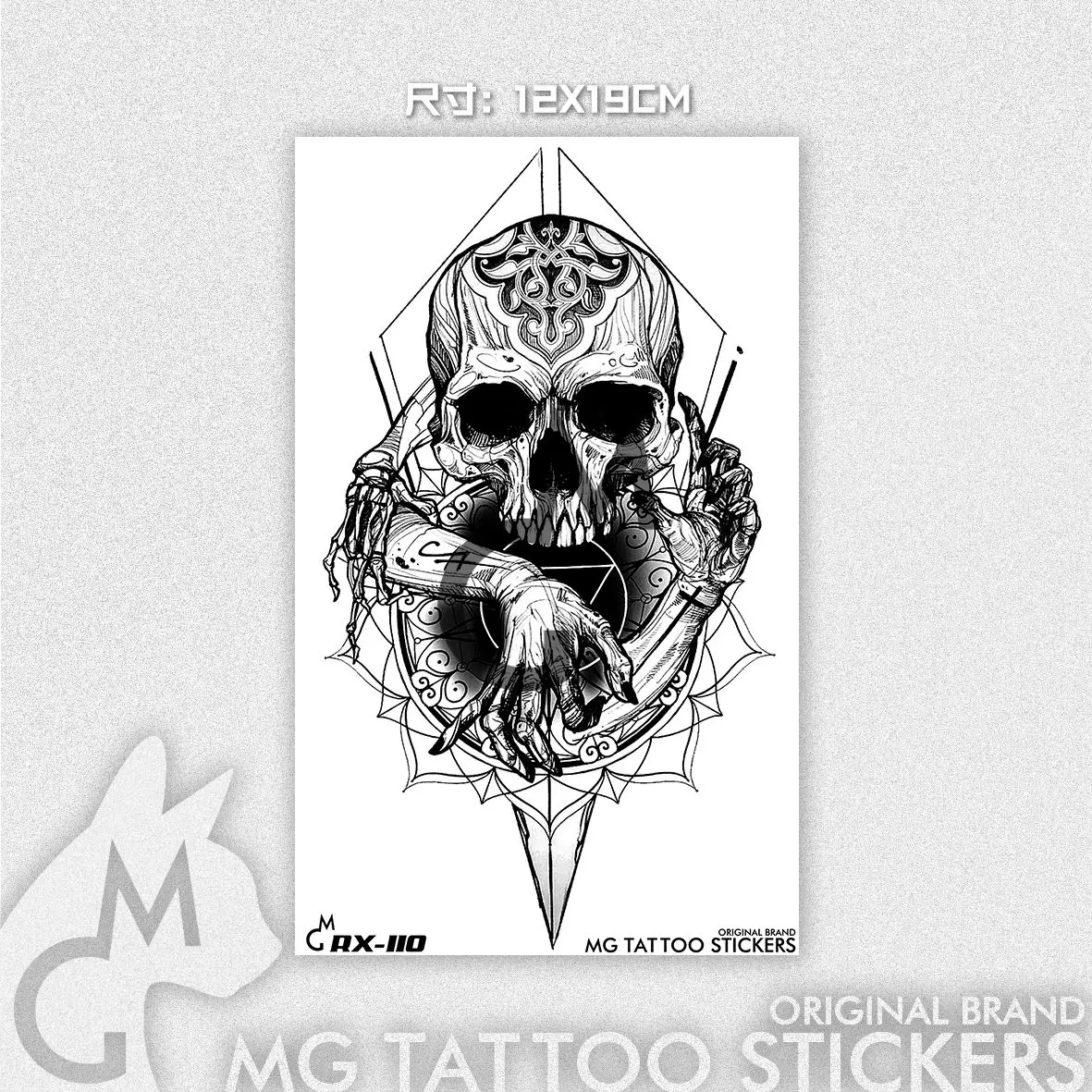 Skull Pattern Tattoo Waterproof Gothic Temporary Tattoo Lasting Fake Tattoo for Woman Men Arm Thigh Tattoo Punk Tattoo Sticker