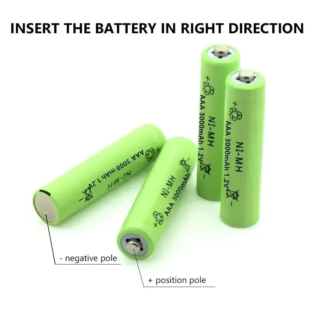 1.2V NIMH AAA Battery 3000mAh Rechargeable Ni-MH Batteries for Remote Control Toys High Capacity AAA Battery Pack
