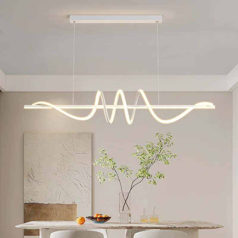 Minimalist Restaurant Chandelier Modern Minimalist Dining Table Lamp Linear Lamp Wavy Study Pendant Light Luxury Nordic Lamps