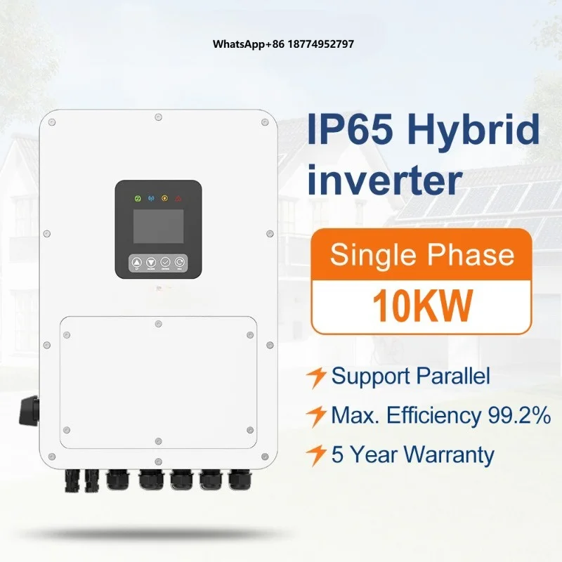 IP65 10KW Hybrid Solar Inverter 48V 200A Dual  Lithium Compatible LCD APP RS485 for Home Energy Storage