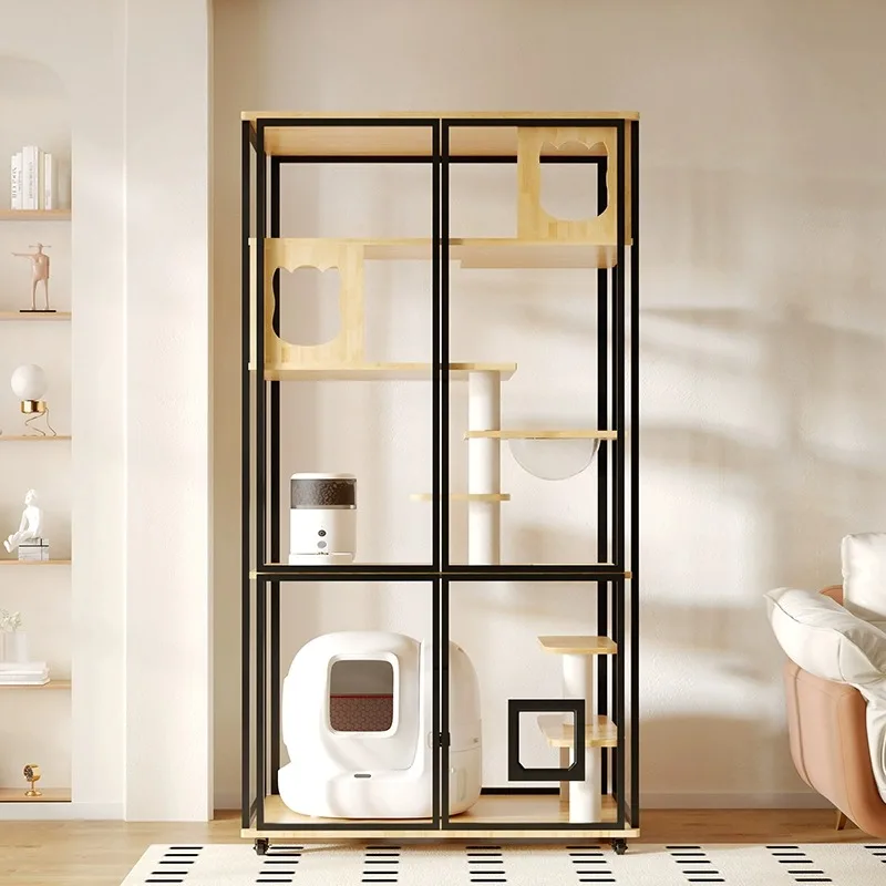 カスタマイズ可能な大型パノラマ自動猫ボックスLED多頭飼い猫ヴィラバルコニーガラスキャットルーム広々空間ケージ