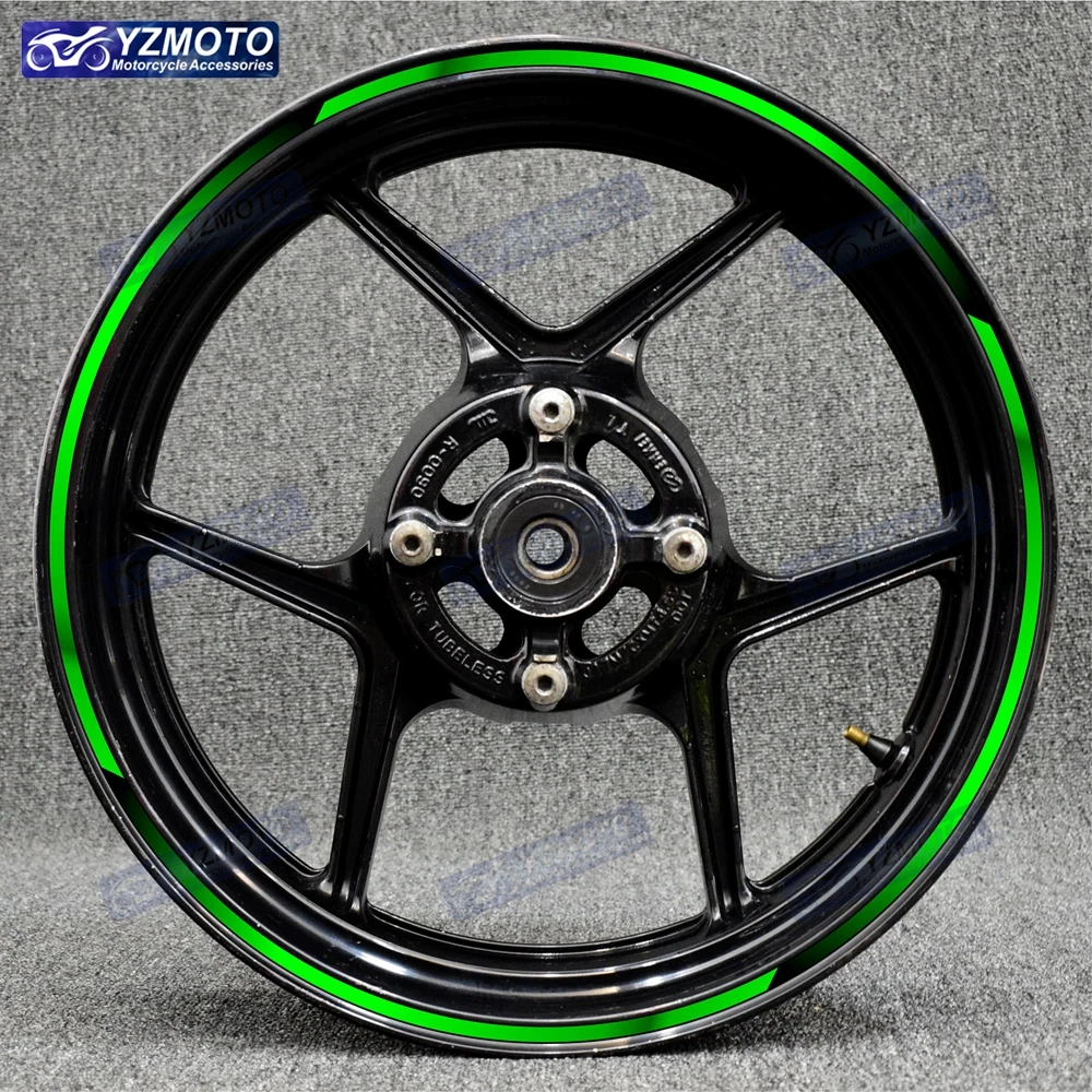 دراجة نارية عاكسة 17 بوصة عجلة ملصقات حافة شريط الشريط محور مائي تزيين ل النينجا ZX-6R ZX-10R ZX-14R ZX-12R ZX-9R ZX-7R