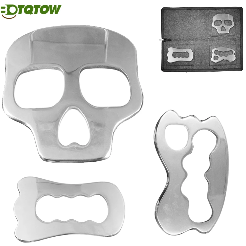 

Профессиональные инструменты для скребка Гуа Ша из нержавеющей стали, 3 шт. – терапевтический набор IASTM для восстановления мышц, массажа лица и тела, облегчения боли