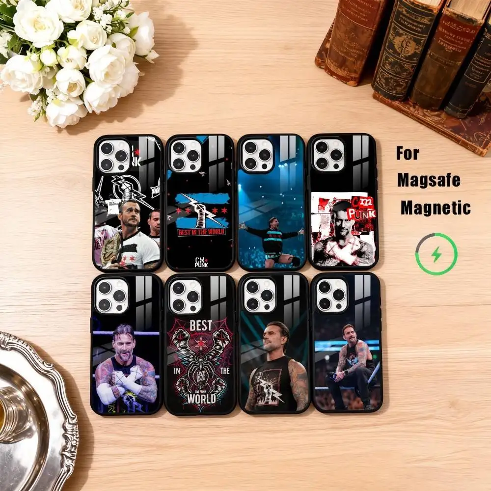 

C-CM P-Punk WWE Phone Case For iPhone17,16,15,14,13,12,11 Plus,Pro Max Magnetic For Magsafe Wireless Charging