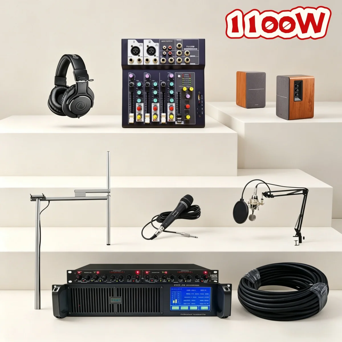 

YXHT-1, 1.1KW(1100W) FM Transmitter Complete Remote Control System, Professional Station, Full Package, Long Service Life