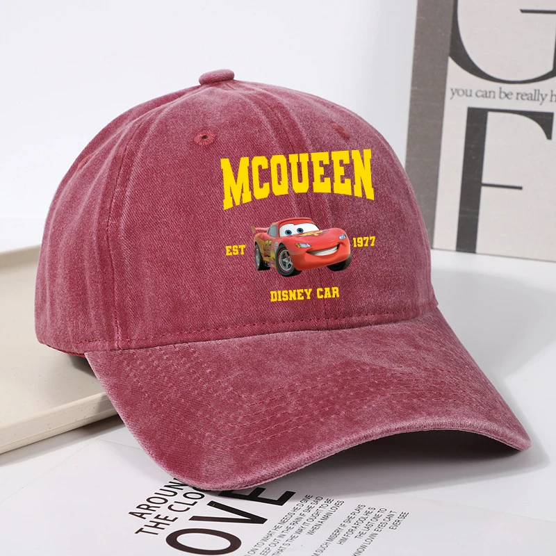 

Lightning McQueen Adult Vintage Washed Baseball Cap Disney Cars Anime Cute Hat for Women Man Summer Fashion Accessories Unisex