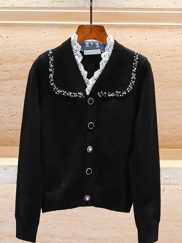 

Simple Lace Patchwork Knitted Long Sve Sweater Casual Sle Winter New Arrival Women's Outerwear Comfortable Lazy Faion