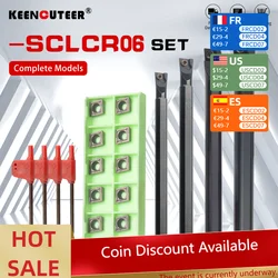 4 Set 7/8/10/12mm SCLCR Bore turning tool Sets Lathe Boring Bars 10PCS CCMT Carbide Insert CNC Cutting Holder