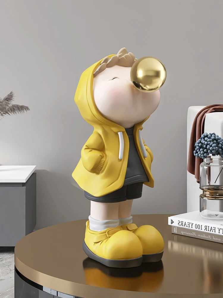 Cartoon Bubble Boy Desk Decoration Nordic Living Room TV Cabinet Decorative Figurines Children's Room Cute Decor Accessories
