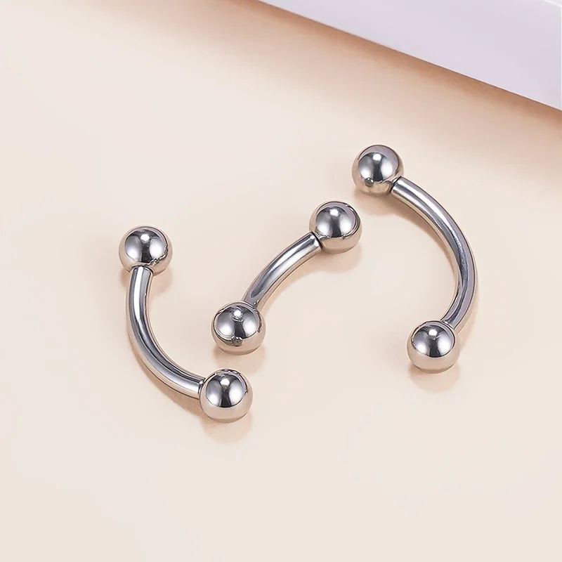 G23 Titanium PIERC Eyebrow Ring Curved Barbell With Balls Ear Helix Tragus Hip Hop Rock Cartilage Piercing Unisex Body Jewelry