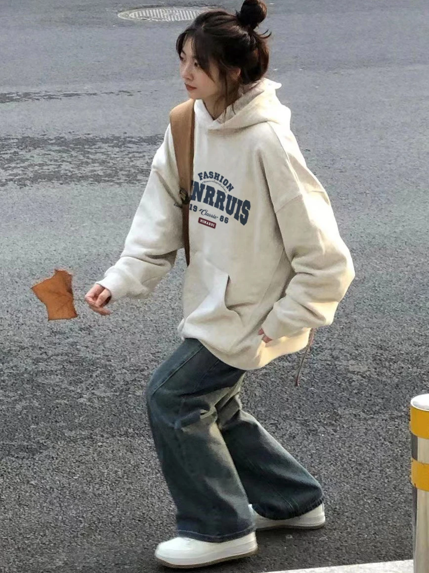 سترة نسائية من القطن الخالص ذات المظهر الجيد للغاية لعام 2025 مع غطاء للرأس بسيط للربيع والخريف للفتيات الطالبات أنبوب علوي للتسوق الناعم #2