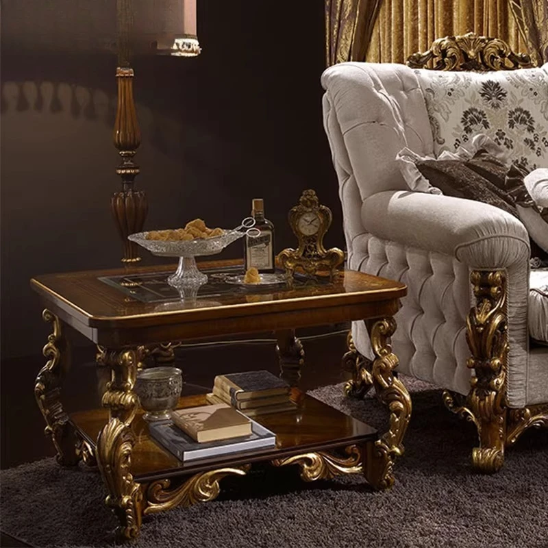 Living room furniture, solid wood carving flower corner, natural shell sofa edge, lamp stand