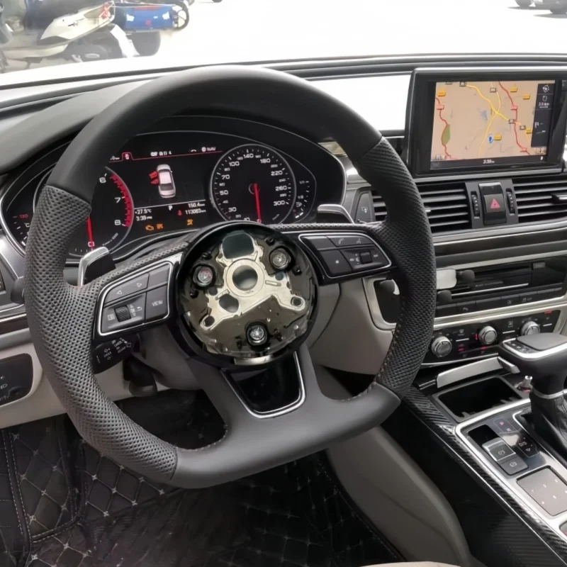 

Customized Microfiber Leather Car Steering Wheel A4 A5 A6 A7 A8 S8 Q3 Q5 Q7 TT R8 Accessories Steering Wheel For Audi A1