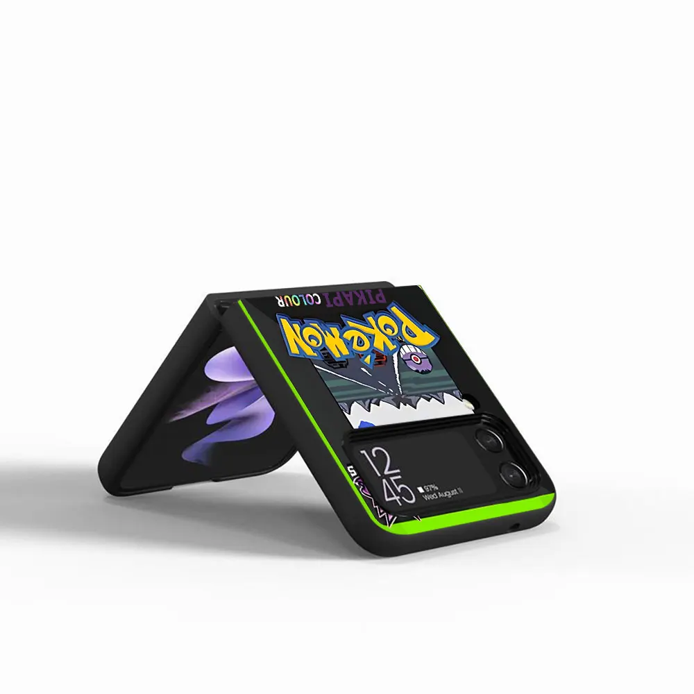 Cartoon Pokemon Retro Gaming Console Case for Samsung Galaxy Z Flip 4 3 5G Black Hard PC Phone Cover Zflip4 Zflip3 Flip4 Flip3 image 2