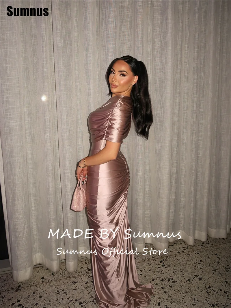 Sumnus エレガント マーメイド フォーマル ガラ ドレス シルク ハイネック プリーツ フロアレングス イブニング ドレス فساتين سهرة カスタマイズ