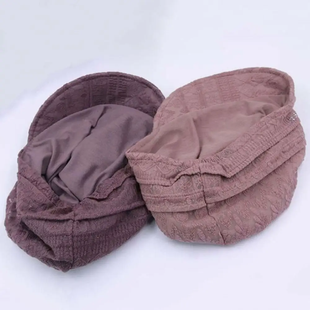 Oco para fora flor gorro boné respirável bordado feminino boné de beisebol lenço envoltório casual turbante gorros chapéu outono verão