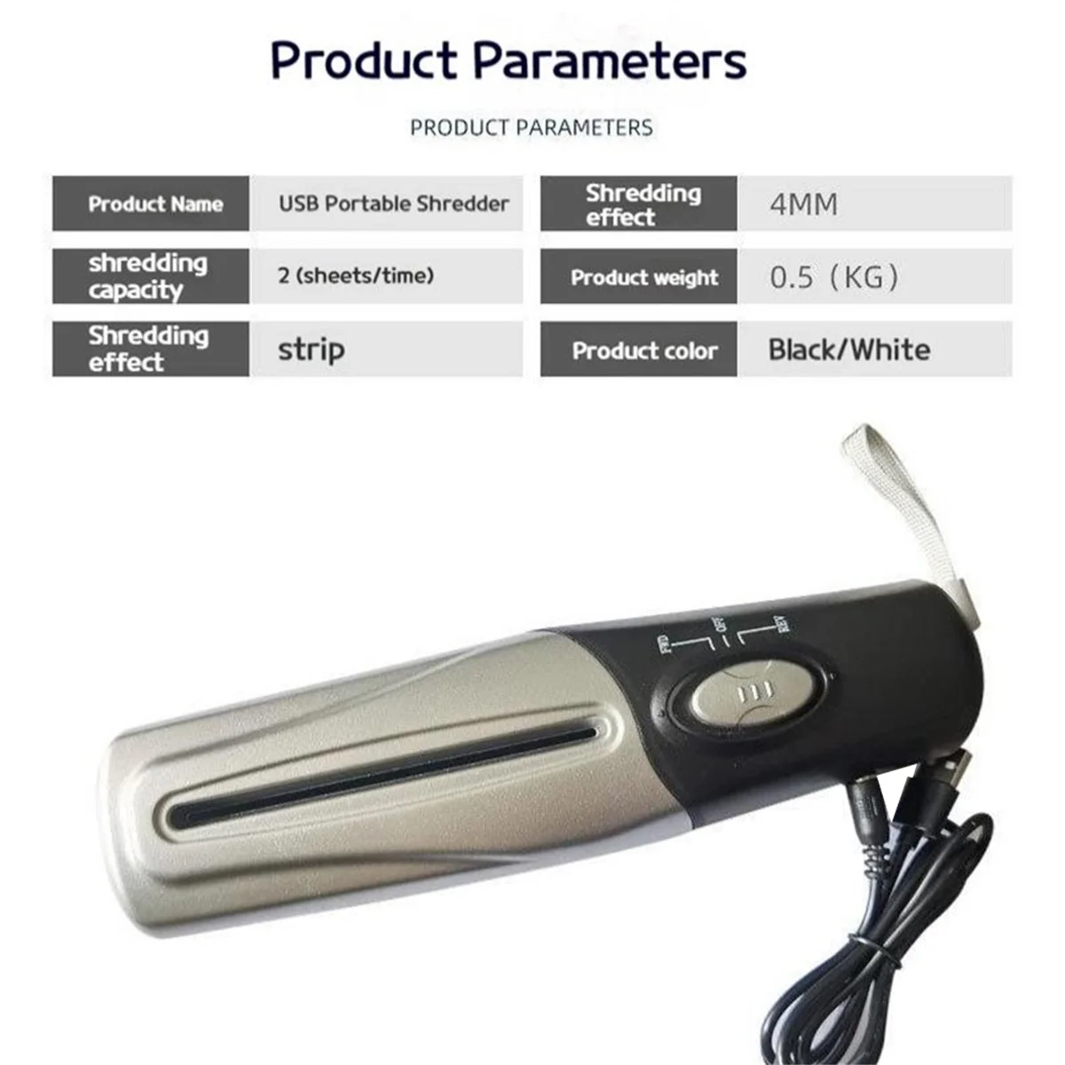 AA84 Usb Portable broyeur de papier multifonctionnel Mini électrique broyeur de papier Document bande Cutter bureau papeterie