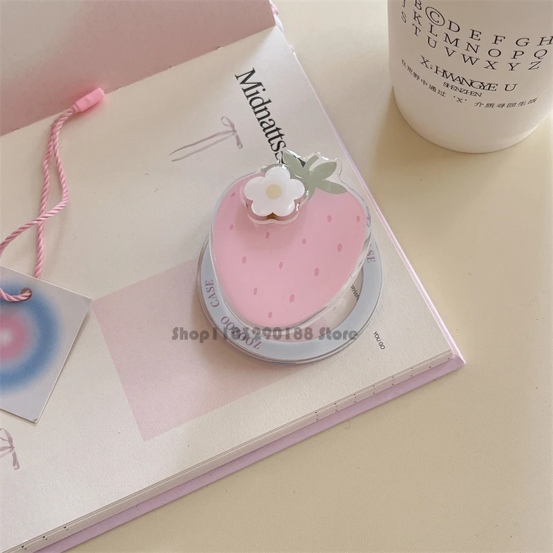 

Корейский магнитный держатель с милым цветком и клубникой, ручка для телефона Tok Griptok, подставка для телефона, поддержка iPhone Pad Magsafe Smart Tok