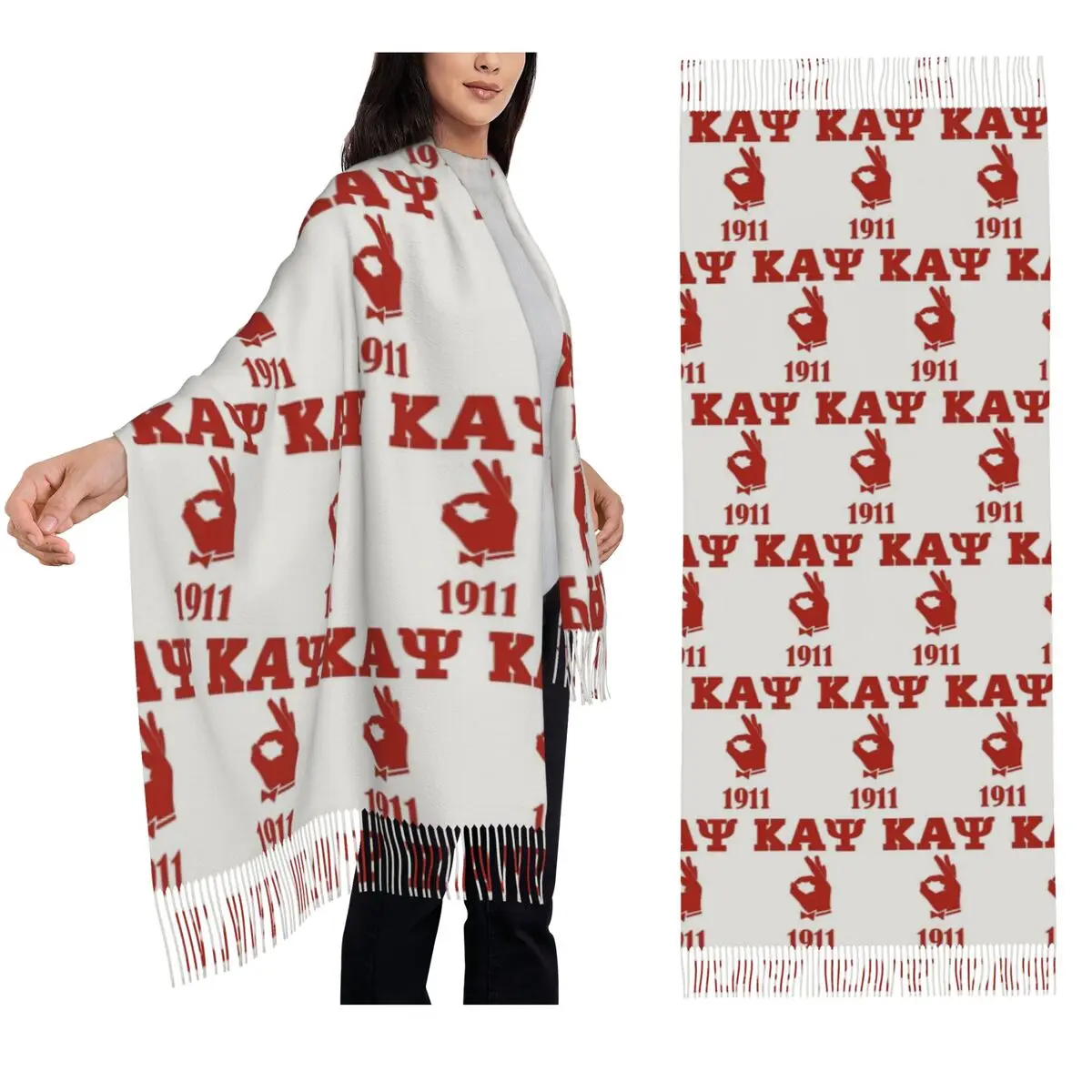 

Kappa KAP Alpha Psi шарф с кисточками, женские мягкие теплые шали и накидки, большая осенне-зимняя шаль