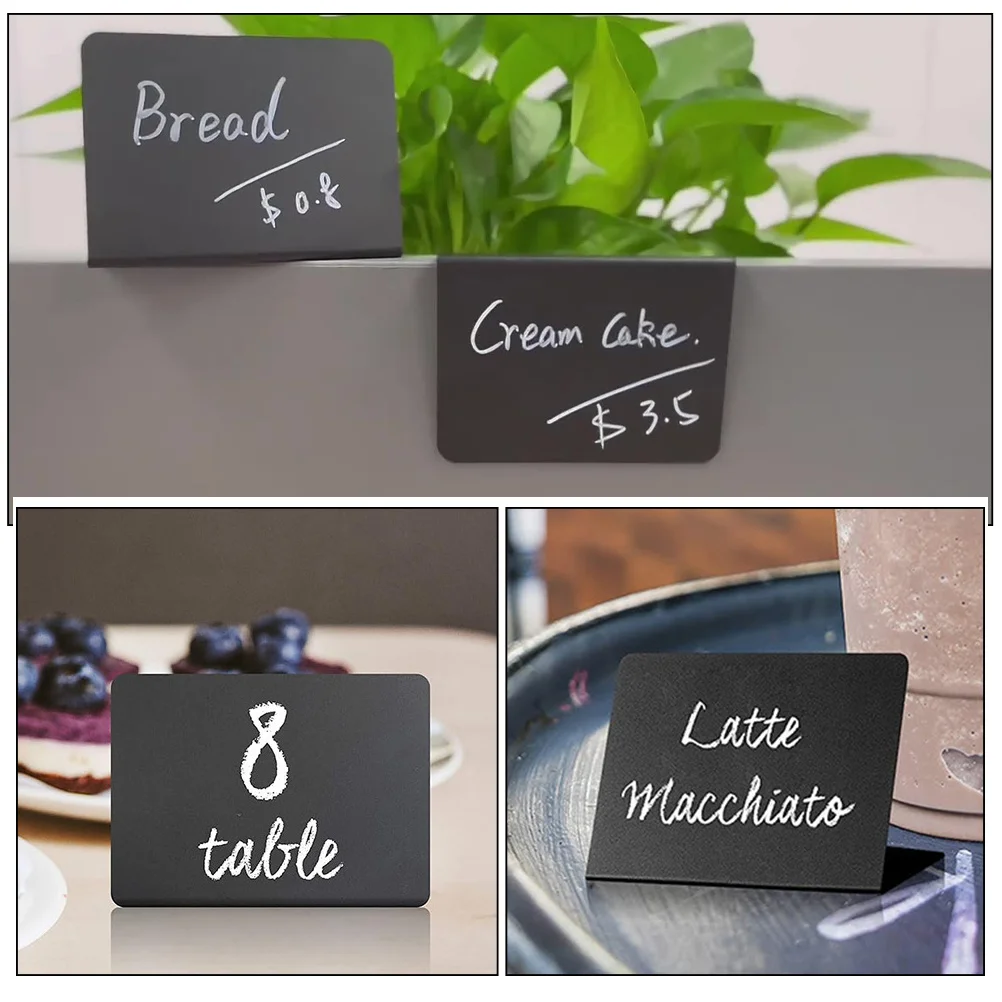 

10pcs Waterproof Pvc Table Tent Cards Desktop Message Boards For Restaurant Shop Display Reusable Chalkboard Sign Holder