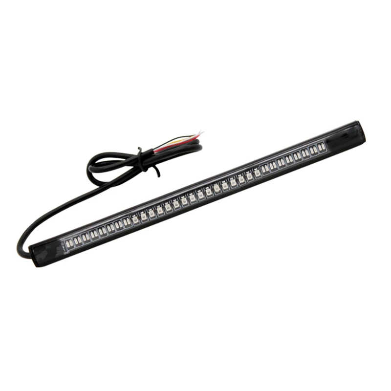 Brake Stop Turn Signal Light License Plate Lamp Tail Flexible 32LED Motorcycle Strip Light Red + Amber Color LED Motor Styling