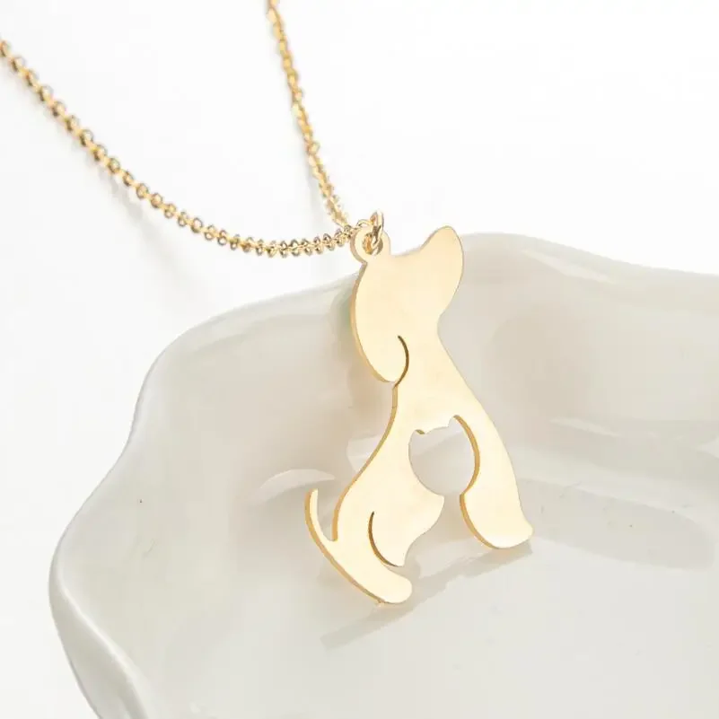 Stainless Steel Cute Dog Necklaces For Women Men Pet Animal Chihuahua Dachshund Necklace Pendant Jewelry Female Male Neck Chain