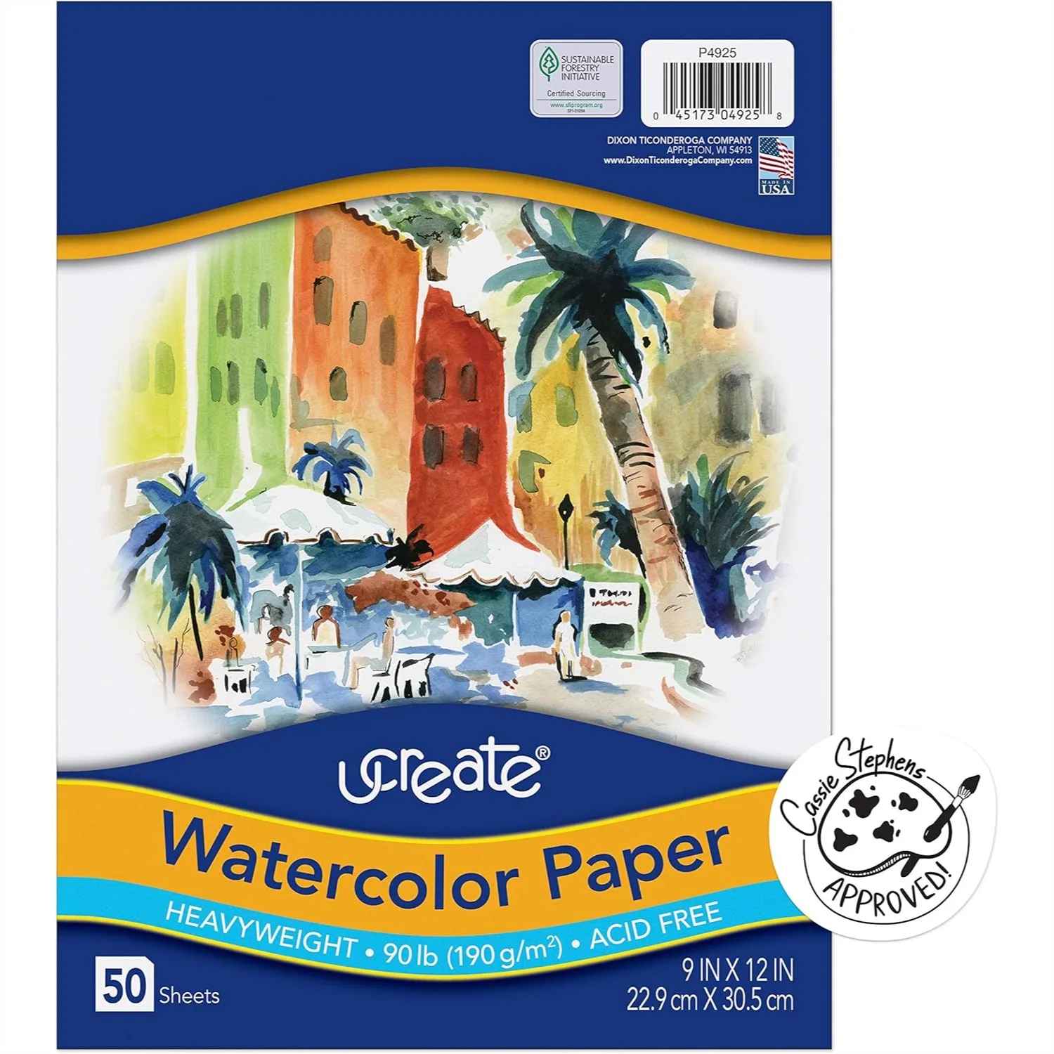 

Watercolor Paper Pad 12x18 for Kids Student Grade Artwork 50 Sheets 90lb