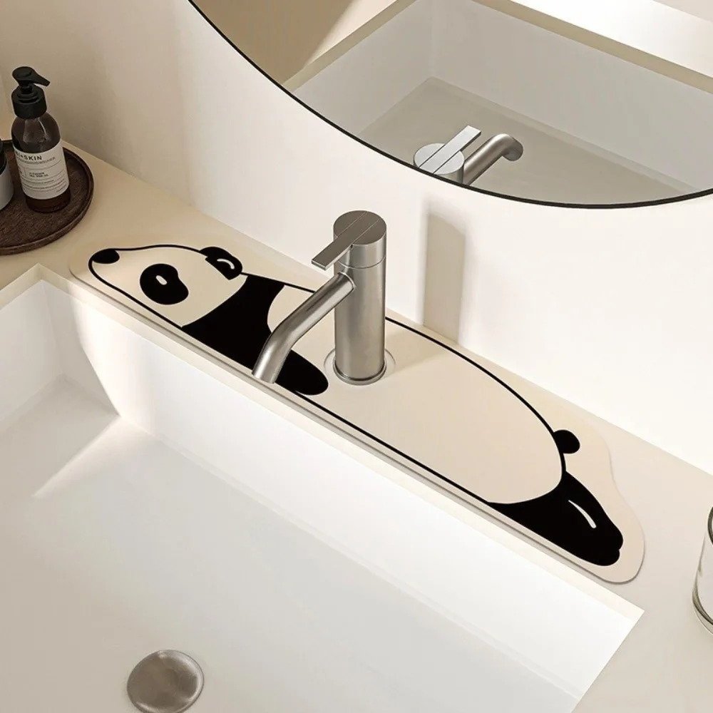 Cartoon Puppy Faucet Draining Mat Absorbent Quick-Drying Sink Countertop Mat Thickened Diatom Mud Sink Draining Mat