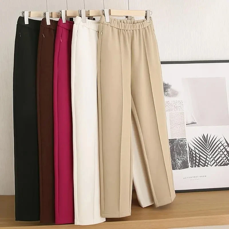 2023 New Plus Size Women's Wear High Quality Fashion High Waist Straight Slender Western pants Black and white sanitary pants